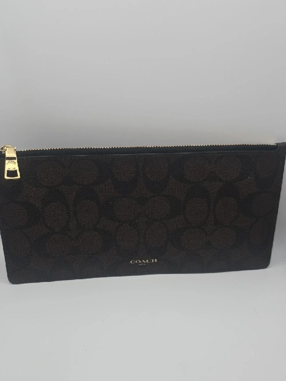 Coach Brown Signature Mono Long Zip Clutch/Phone Holder W Gold Hardware (NWOT)✨️ - Picture 2 of 11